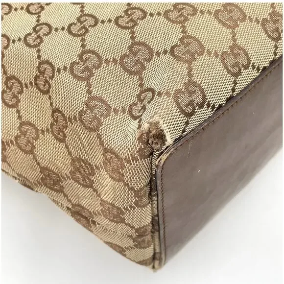 Auth Gucci GG Beige Canvas Leather 31243 Tote Bag - Picture 11 of 16